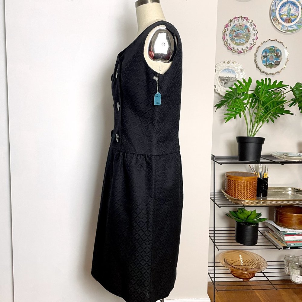 Vintage 60s Little Black Dress NWT ILGWU Arkay Mod Jacquard Sleeveless Cocktail - Picture 7 of 10